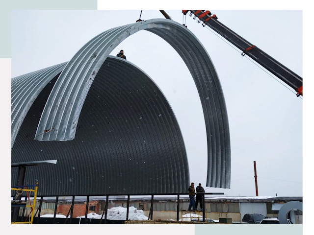 Полукруглые ангары в Озёрске